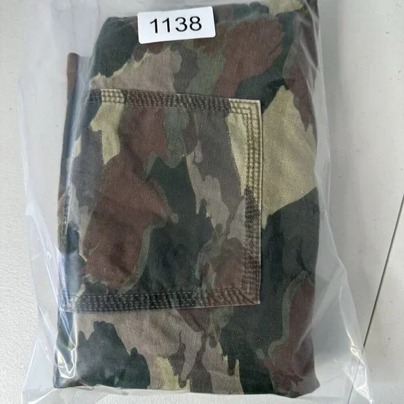 Anthropologie Camo Cargo Pants Size 29 Cotton Linen Blend Green Brown - Picture 6 of 13